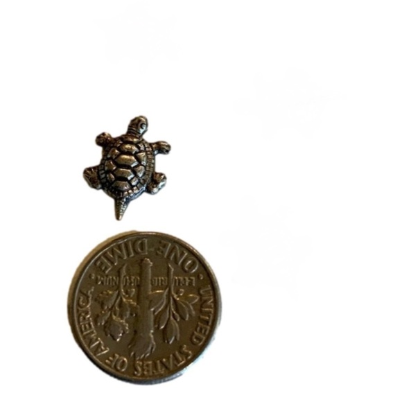 🌹 free w/purchase 100% brass turtle mini silver plated turtle - Picture 10 of 13